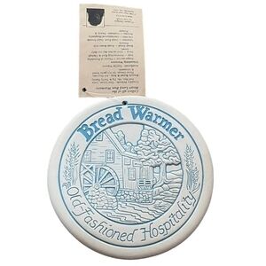 Vintage Gourmet Ceramic Bread Warmer Round Disc Old Fashioned Warming Stone